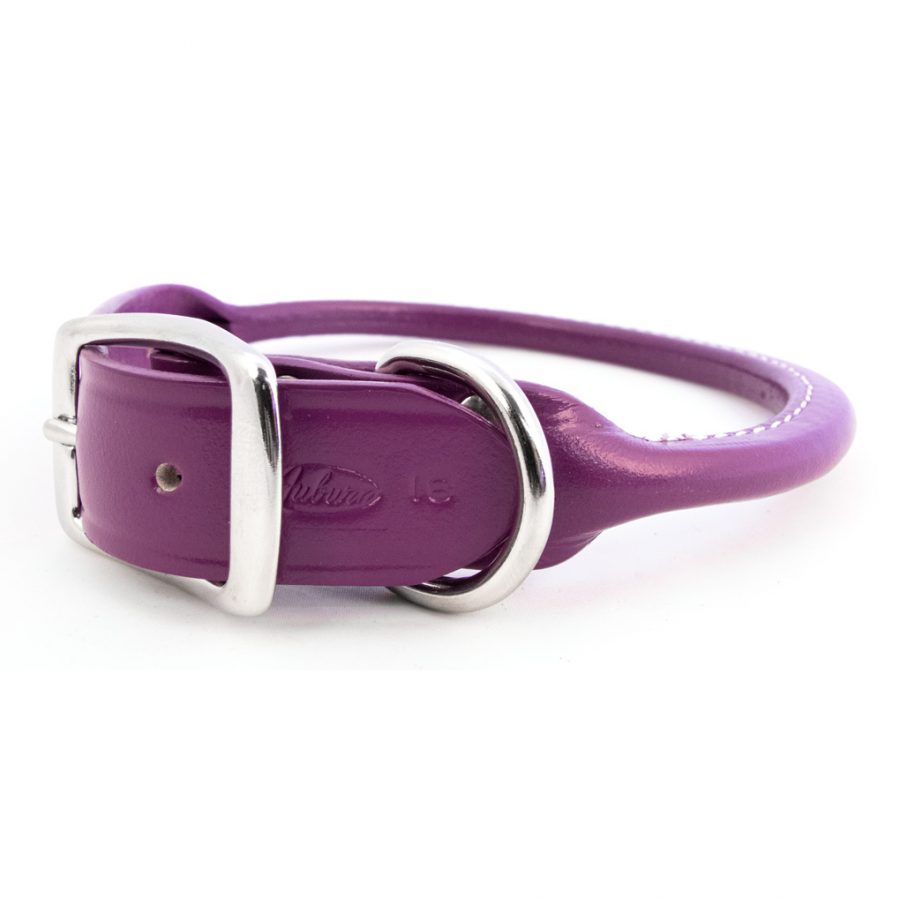 Rolled Round Leather Dog Collar - Many Colors