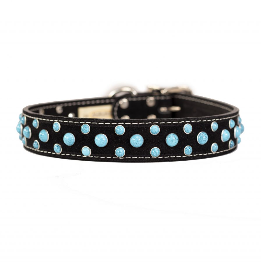 Cabachon Collar – Turquoise on Suede in Black