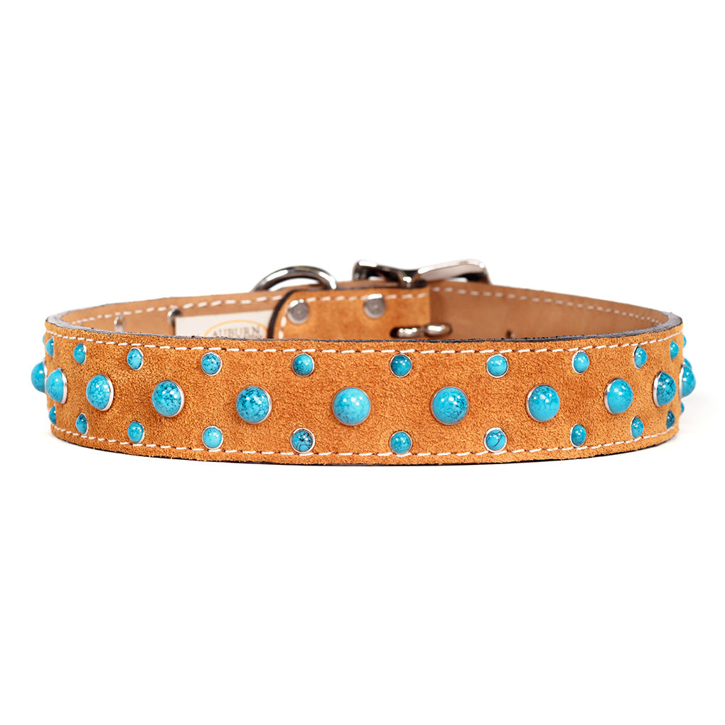 Cabachon Collar – Turquoise on Suede in Tan