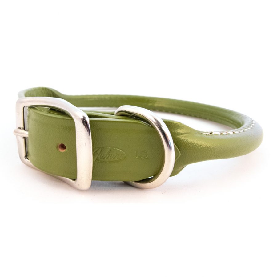 Rolled Round Leather Dog Collar - Many Colors