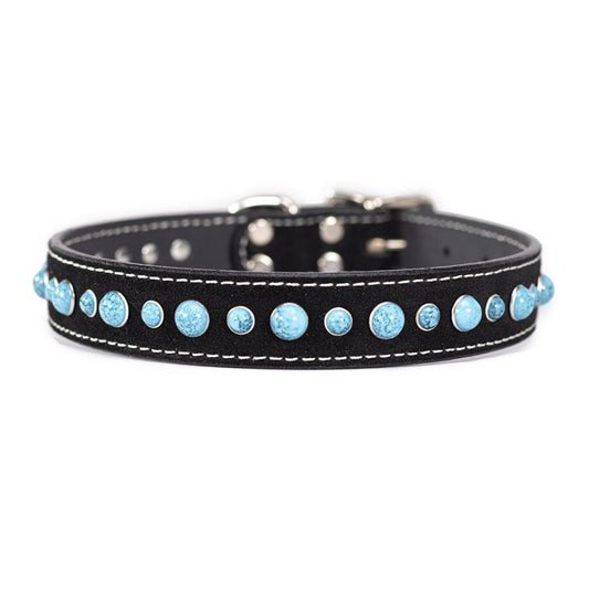 Cabachon Collar – Turquoise on Suede in Black