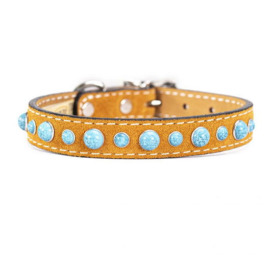 Cabachon Collar – Turquoise on Suede in Tan